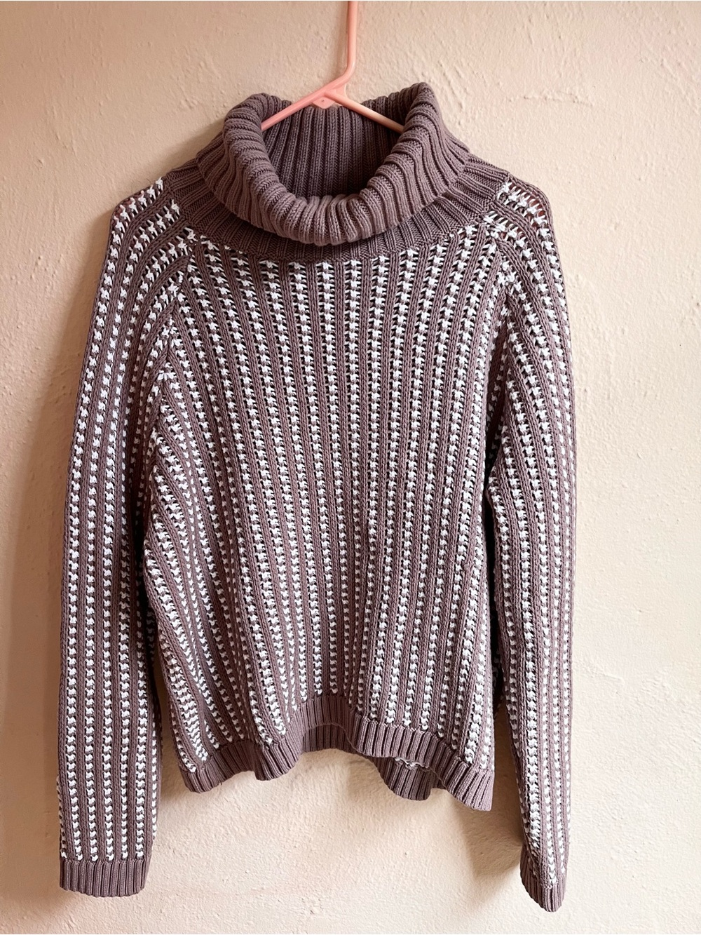 Haven Well Within Textured Turtleneck Sweater Brown And White Size Large